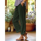 preiswerte Gerade geschnittene Hose-Damen Abgeschnittene Hose Chino Knöchellang Natürliche Taille Einfarbig Tasche Bequem Unelastisch Alltagstauglich Blau Hellgrau Aprikose Schwarz Frühling Herbst Lässiger Schnitt