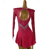 رخيصةأون فساتين التزلج الفني-فستان التزلج الراقص نسائي للفتيات تزلج على الجليد الفساتين أسود أبيض أصفر فتح الظهر شبكة سباندكس عالية المرونة تمرين منافسة ملابس التزلج مرصع بالجواهر حجر الراين كم طويل