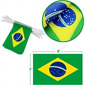 お買い得  ワールドサッカーの試合2026-ブラジルのストリングフラッグ、ペナントバナー、サッカーワールドカップサマーカップの試合用、旗50枚、46フィートの小さなミニブラジル国旗、国の装飾、学校、パーティー、スポーツイベント用の旗バナー