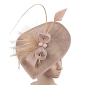 cheap Fascinators-Fascinators Polyester Wedding Birthday Vintage Cute Retro With Feather Headpiece Headwear
