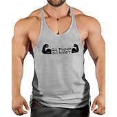 billiga Löpar-T-shirts och linnen-Herr Grafisk Bokstav Träningströja Linne för jogging Gymlinne Sommar Ärmlös Snabb tork Fuktabsorberande Gymträning Aktiv träning Träning Blå Svart Vit Sportkläder Sportkläder