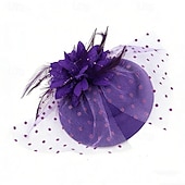 cheap Fascinators-Fascinators Feather Fabric Wedding Birthday Elegant Vintage Cute With Feather Floral Headpiece Headwear