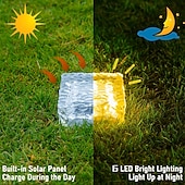 Недорогие Подсветки дорожки и фонарики-2/4 шт. уличных солнечных садовых светильников, водонепроницаемые светильники в виде ледяных кирпичей для двора, ландшафта, ступеней, дорожек, бассейнов, декоративные солнечные светильники для