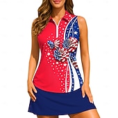 economico Camicia Donna-250° anniversario dell'America Giornata dell'indipendenza Per donna Bandiera Nazionale Maglietta sportiva Polo da golf Maglia da tennis Senza Maniche Cerniera Floreale UPF50+ Resistente ai Raggi UV