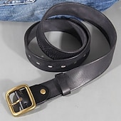 abordables Cinturones de hombre-Hombre Cinturón Hebilla automática Cobre Cuero Vintage Ropa de calle Ocio Color sólido Rojo tinto Negro Diario Exterior Negocio Formal Cinturón de Cintura
