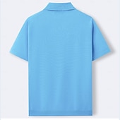 baratos Polo Clássico Masculino-Homens Top de malha canelada Textura Casual Trabalho Lapela gola pólo com nervuras Manga Curta Básico Moderno Côr Sólida Tecido Botões Tricotado Primavera Verão Verão Primavera Normal Azul Marron