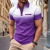  Per uomo Sfumatura Polo Manica Corta Magliette polo Camicie con Colletto Business Casual All'aperto Athleisure Abbigliamento quotidiano Stampa 3D Bottoni Primavera & Estate Blu Nero Viola
