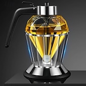 cheap Kitchen Utensils &amp; Gadgets-8oz Glass Diamond-Shaped Drip-Free Condiment Dispenser with Built-In Spout - Transparent Kitchen &amp; Restaurant Oil Bottle for Olive Oil, Vinegar, Soy Sauce - Elegant Sturdy Container, Versatile