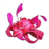 billige Fascinatorer-fascinators Linfrø Bryllup Bursdag Årgang søt stil Retro Rød Med Fjær Blomst Hodeplagg Hodeplagg