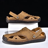 economico Sandali casual-Sandali da uomo bianchi in similpelle – calzature estive casual, cinturino regolabile, scarpe da esterno per resort e vacanze