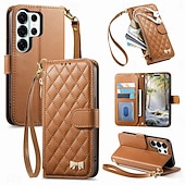 cheap 2026 Samsung Galaxy S26 Series-Phone Case For Samsung Galaxy S26 S26 Plus S26 Ultra Wallet Case Flip Cover Zipper with Wrist Strap Kickstand Retro TPU PU Leather