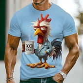  Per uomo Animale Gallo Divertente Scontroso Maglietta Manica Corta maglietta Stampa 3D Girocollo Camicia Esagerato Designer Feste Ferie Blu Blu lago Verde Estate Primavera Abbigliamento S M L XL XXL