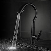 זול ברזים למטבח-ברז כיור מטבח עם מרסס נשלף, ברז מטבח מסחרי בעל ידית אחת בקשת גבוהה