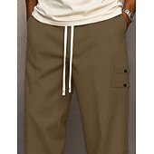 ieftine pantaloni casual-Bărbați Pantaloni Pantaloni casual Cordon Buzunar Simplu Confort Respirabil Lungime totală Casual Zilnic Casă Vacanță Modă Cămilă Gri Inelastic