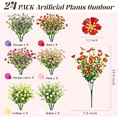 preiswerte Künstliche Blume-24 Bündel künstliche Gänseblümchen für die Frühlingsdekoration im Garten, auf der Veranda oder im Landhausstil. UV-beständige Kunstblumen für Terrasse, Garten, Balkonkasten, Pflanzgefäße und