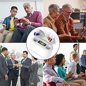 baratos eletrodomésticos-Aparelhos auditivos recarregáveis para idosos - par de amplificadores de som pessoais digitais intra-auriculares com qualidade de som superior, redução de ruído inteligente e indicador de bateria.