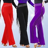 billiga Byxor-dambyxor med vida ben och strassfransar
