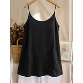baratos Blusas Simples-Regata feminina com bolso, lisa, moderna, elegante, clássica, sem mangas, gola redonda, ideal para uso diário, passeios e fins de semana. Cores: azul, preta, branca, amarela, rosa. Verão e primavera.