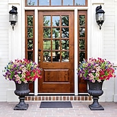  20 bunter kunstige blomster til utendørs dekorasjon falske silkeblomster UV-bestandige kunstige planter kunstige tusenfryd eukalyptus til vår sommer hage veranda vindu hjemdekor, blandet