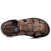 abordables Sandalias casuales-Sandalias casuales de verano de piel sintética para hombre: correas transpirables, tacón y plantilla ajustables, comodidad ligera, perfectas para vacaciones en la playa, resorts, piscinas y ocio al aire libre.