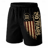  Ανδρικά 4η Ιουλίου 250ή επέτειος των ΗΠΑ Σημαία των ΗΠΑ 1776 Μαγιό Βερμούδα Σορτσάκια Κολύμβησης Σορτς παραλίας Μεσαία Μέση Πατριωτικό Αργίες Πλαϊνές τσέπες Διχτυωτή επένδυση Ελαστική μέση με κορδόνι