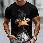 economico Magliette con stampa animale-Per uomo Animale 3D Divertente Anatra Maglietta Manica Corta maglietta Stampa 3D Girocollo Camicia Esagerato Designer Feste Ferie Nero Giallo Estate Primavera Abbigliamento S M L XL XXL XXXL