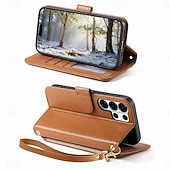 cheap 2026 Samsung Galaxy S26 Series-Phone Case For Samsung Galaxy S26 S26 Plus S26 Ultra Wallet Case Flip Cover Zipper with Wrist Strap Kickstand Retro TPU PU Leather