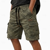 baratos Clássico-Homens Calças de carga Bermuda Cargo Calção Shorts casuais Bordado Bolsos Tecido Conforto Comprimento do joelho Casual Ao ar livre Streetwear Moda Roupa de rua Camuflagem cáqui Camuflagem - Verde