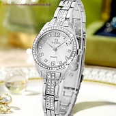 abordables Relojes de Cuarzo-Regalo del Día de la Madre Reloj de Cuarzo para Mujeres Reloj de Aleación con Decoración de Rhinestones