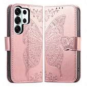 cheap 2026 Samsung Galaxy S26 Series-Phone Case For Samsung Galaxy S26 S26 Plus S26 Ultra Wallet Case Flip Cover with Wrist Strap Kickstand Butterfly Retro TPU PU Leather