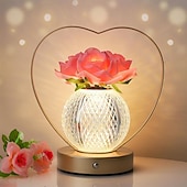 cheap Lamps &amp; Lamp Shades-Rose Flower Lamp,Birthday Gifts for Women,Rechargeable Cordless LED Touch Lamps,3-Colour Infinitely Dimming Small Night Light,for Living Room,Dining Room,Bedroom Festival Home Decor