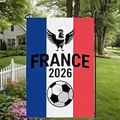 baratos Bandeiras de Jardim, Banner-Bandeira de jardim da seleção francesa de futebol para 2026, com design tricolor, emblema de galo e bola de futebol, decoração perfeita para áreas externas para fãs do futebol francês.