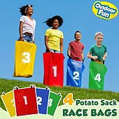 cheap Outdoor Recreation-4PCS Canvas Potato Sack Race Set, Durable Kangaroo Jumping Bags for Kids &amp; Adults, Outdoor Lawn Games for Family Fun, Hand-Washable Sack Race Bags for Halloween, Christmas &amp; New Year