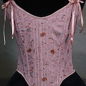 billige Topper-Kostymer i middelalderstil Renessanse Cottagecore Korsett Bodice Viking Bonde Blondér Blomstret Kostyme Dame Keltisk fantasi Halloween Karneval Ytelse LARP Ren Faire Voksne Korsett