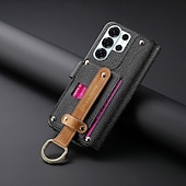 abordables 2026 Samsung Galaxy S26 Serie-teléfono Funda Para Samsung galaxia S26 S26 Plus S26 Ultra Tarjetas billetera Gire la tapa Cremallera con correa de muñeca Caballete Retro TPU Cuero de PU