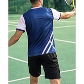 voordelige Herenhemd-Voor heren Kleurenblok Sportset Overhemden en shorts Tennisset Korte mouw 2-stuks Sneldrogend Rekbaar Vochtregelerend Ademend Tennis Golfschoenen Augurkbal Strakke ronde hals Short / Broekje Kleding