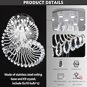 cheap Crystal Chandeliers-D24'' x H78'' Modern Crystal Chandelier for Foyer Glam Chandelier High Ceiling Chandeliers Large Raindrop Pendant Lights LED Dimmable Light Fixtures for Staircaes Living Room Entryway
