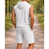 abordables Chándales-Hombre Tracksuit Vestimenta para correr Trajes de entrenamiento Correa 2 Piezas Color sólido Conjunto de ropa deportiva Verano Primavera Negro Blanco Entrenamiento de gimnasio Correr Corriendo
