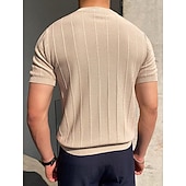 Недорогие основные футболки-Муж. Трикотажная футболка в рубчик Футболка С короткими рукавами Короткие рукава Вырез под горло Лето Весна Все сезоны Полотняное плетение Текстура Мода Оригинальный рисунок Классический Мягкий