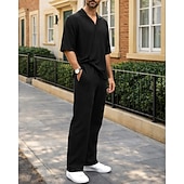 economico Tute da ginnastica-Per uomo Tuta da Ginnastica Tuta da Jogging Tute da allenamento Coulisse 2 Pezzi Tinta unita T-shirt e pantaloni da corsa Set di Abbigliamento Sportivo Estate Primavera Nero Marrone Allenamento in