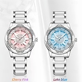 cheap Quartz Watches-A Niche Luxury Women's Watch with A Rotatable Artificial Zirconia Diamond Inlaid Dial, Ceramic Strap, and Stainless Steel Case. It Is The Best Gift Choice for Women's Birthdays, Holidays, and Annivers