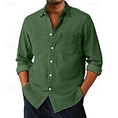 economico camicia da uomo con bottoni-Camicia da Uomo SoftFade™ Camicia Casual Camicia Button Up Camicia Cargo Camicia Acid Wash Rossa Manica Lunga Piana Colletto Quotidiano Abbigliamento Esterno Moda Moderna Casual Comfort