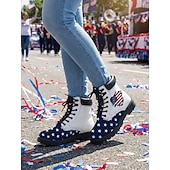  Patriottische gevechtslaarzen voor dames - met sterren en strepen en een zonnebloem, voor parades, 4 juli, de viering van het 250-jarig bestaan van de VS en andere patriottische festiviteiten.