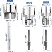olcso fúrókészlet-3 db integrált belső &amp;külső csőmenetvágó szerszám, kettős funkciójú csőmenetvágó szerszám 1/2"-hoz &amp;3/4" &amp;1"-os PVC/műanyag csövekhez, elektromos fúróval kompatibilis csőmenetvágó készlet