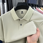 cheap Men's Classic Polo-Men's Polo Polo Shirts Casual Vacation Lapel Short Sleeve Fashion Modern Plain Buttons Plain Summer Spring Regular Fit Lake blue Black White Yellow Pink Red Polo