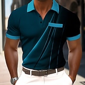  Per uomo Sfumatura Geometrico Polo Manica Corta Magliette polo Bavero Business Casual All'aperto Ferie Abbigliamento quotidiano Tasca Stampa 3D Estate Primavera Blu Rosso Viola