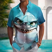  Per uomo Animale Squalo Divertente Camicia hawaiana estiva Camicia con Bottoni Camicia Aloha Manica Corta Hawaiano Vacanza Estate Primavera Collo ripiegato Stampa 3D camicie con colletto Una tasca