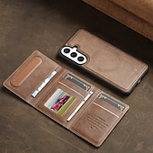 abordables 2026 Samsung Galaxy S26 Serie-teléfono Funda Para Samsung galaxia S26 S26 Plus S26 Ultra Tarjetas billetera Magnética Soporte de carga inalámbrica Ranura para tarjetas Retro Cuero de PU