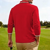 cheap Men's Classic Polo-Men's Golf Shirt Golf Polos Shirts Casual Street Lapel Long Sleeve Basic Modern Plain Buttons Spring Fall Regular Fit Black White Red Navy Blue Dark Grey Light Blue Golf Shirt