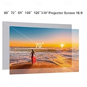  Tela de projeção 16:9 HD 4K, cinza antirreflexo, portátil, para home theater, dobrável, para uso interno e externo, disponível em vários tamanhos: 60, 70, 80, 100, 120 e 130 polegadas, alto contraste.